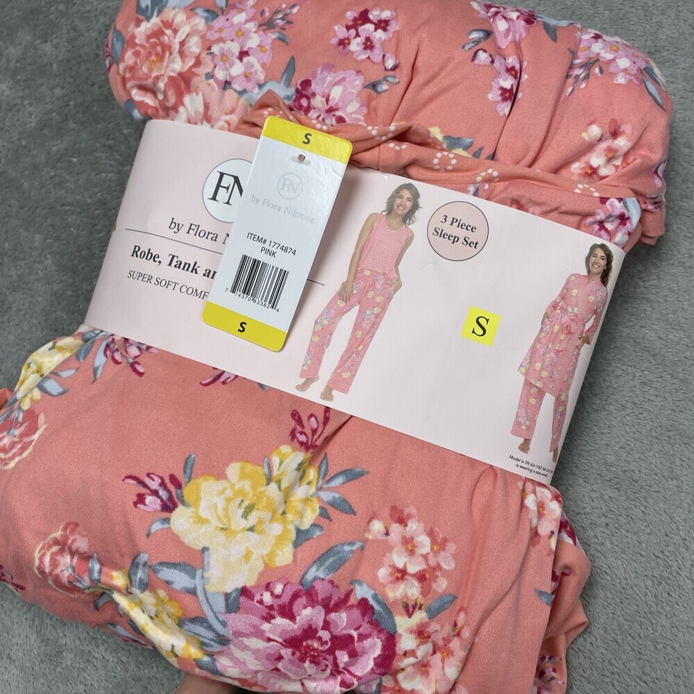 Flora Nikrooz Women's S Robe Tank and Pant Set Pink d1249 - Picture 5 of 6
